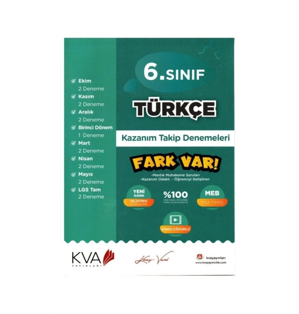 Kva 6.Sınıf Türkçe Kazanım Takip Denemeleri Koray Varol Akademi