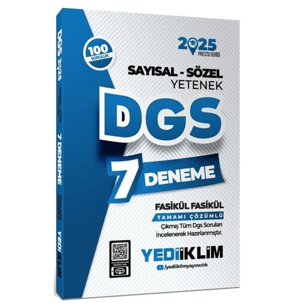 2025 Dgs Sayısal Sözel Yetenk 7 Çözümlü Deneme  Yediiklim