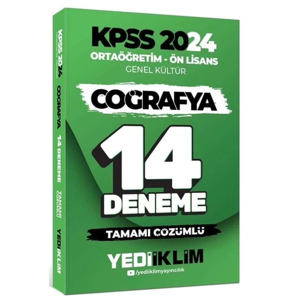 Kpss 2024 İlököğretim Önlisans Coğrafya 14 Deneme  Yediiklim
