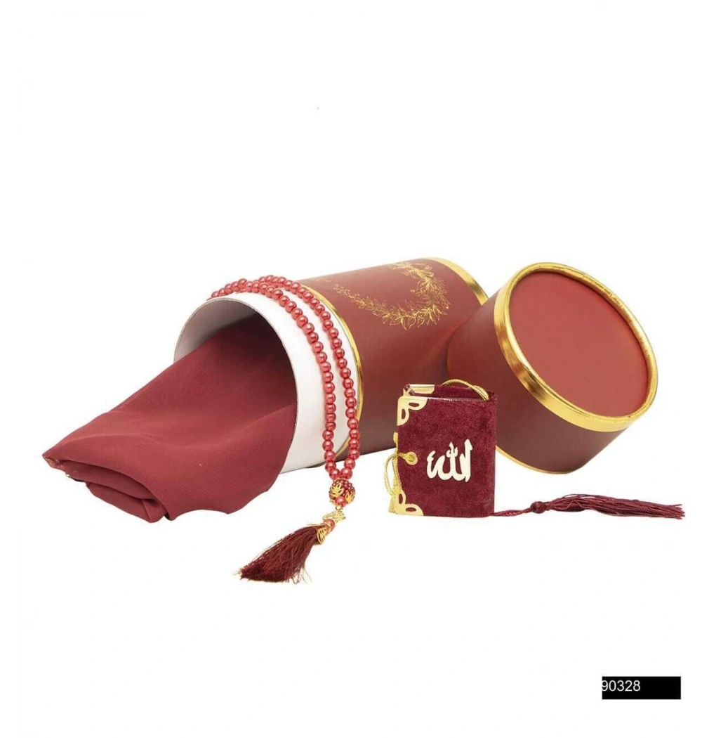 Furkan Silindir Kumbara İçinde Tesbih +Seccade Seti Pembe Renk