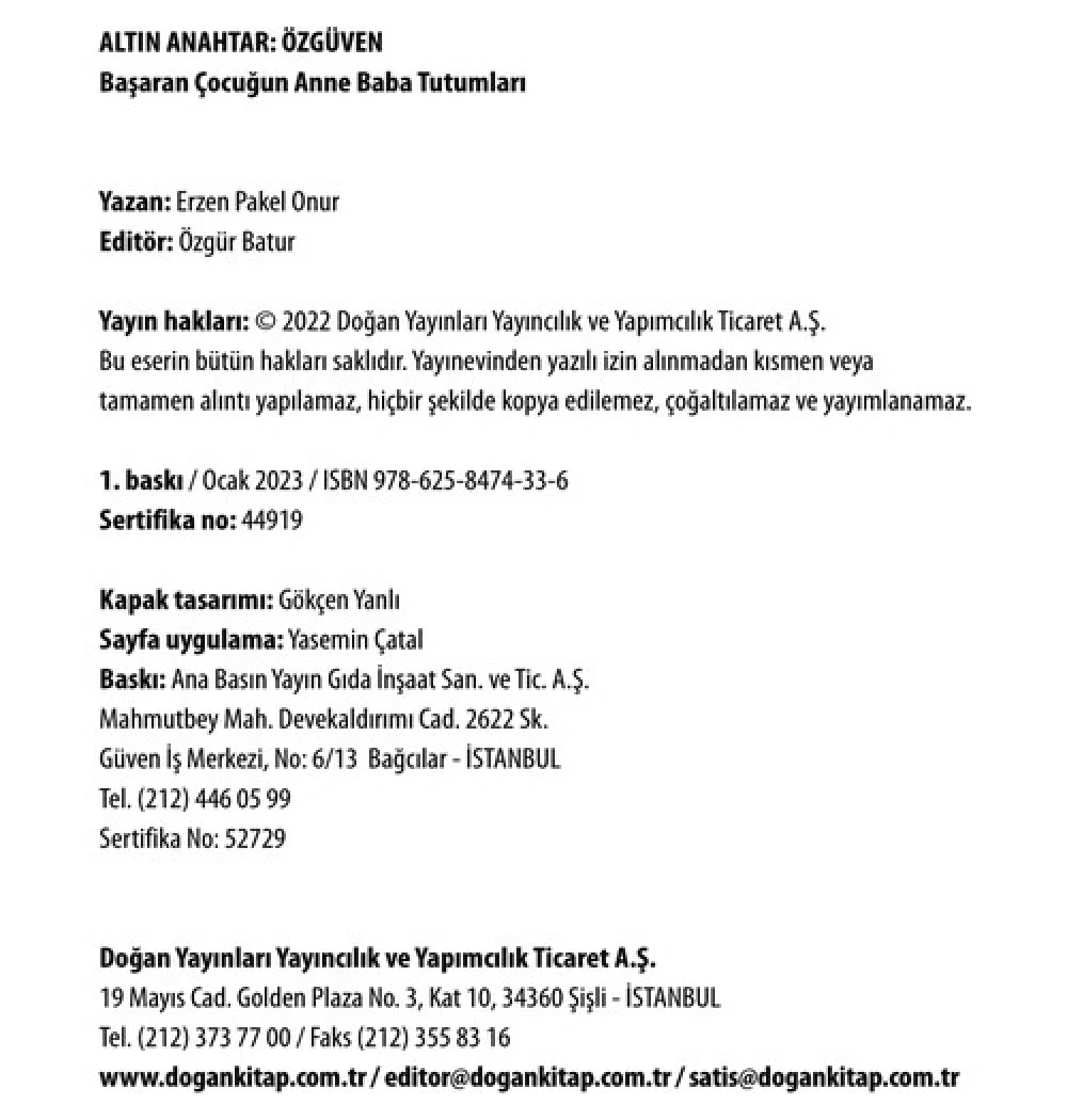 Altın Anahtar Özgüven Başaran Çocuğun Anne Baba Tutumları