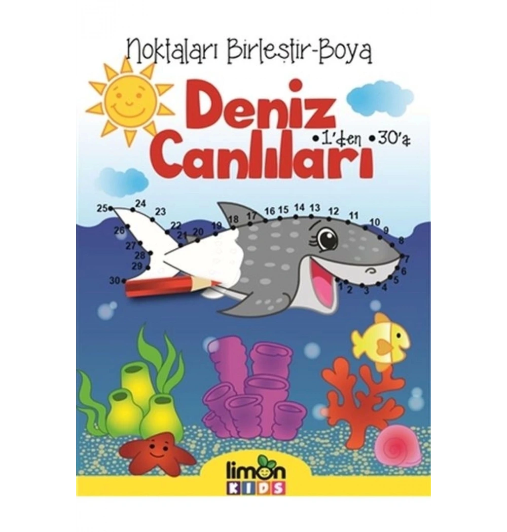 Deniz Canlıları Noktaları Birleştir Boya Limon Kids
