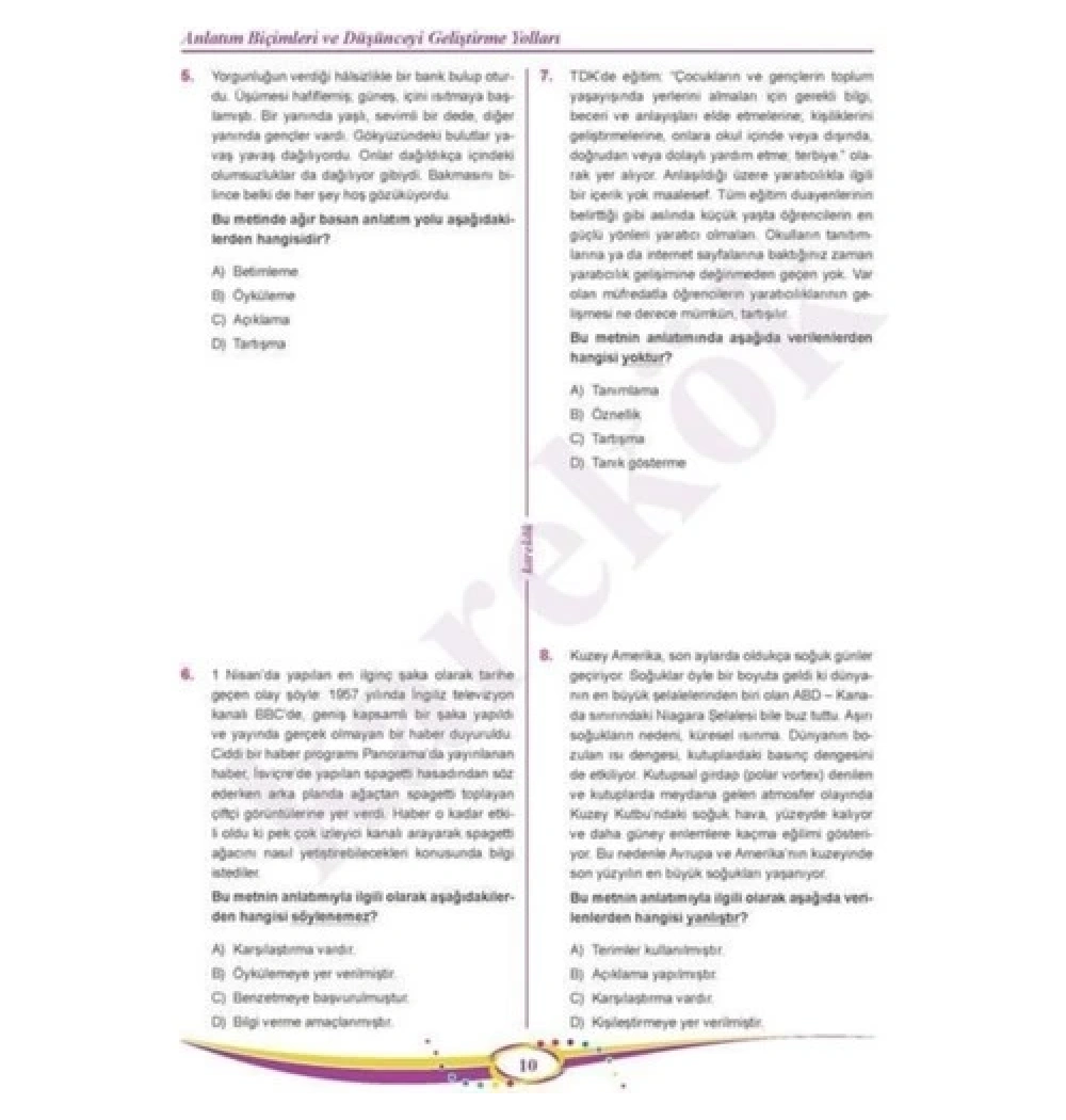 Karekök 8.Sınıf Paragraf Soru Bankası