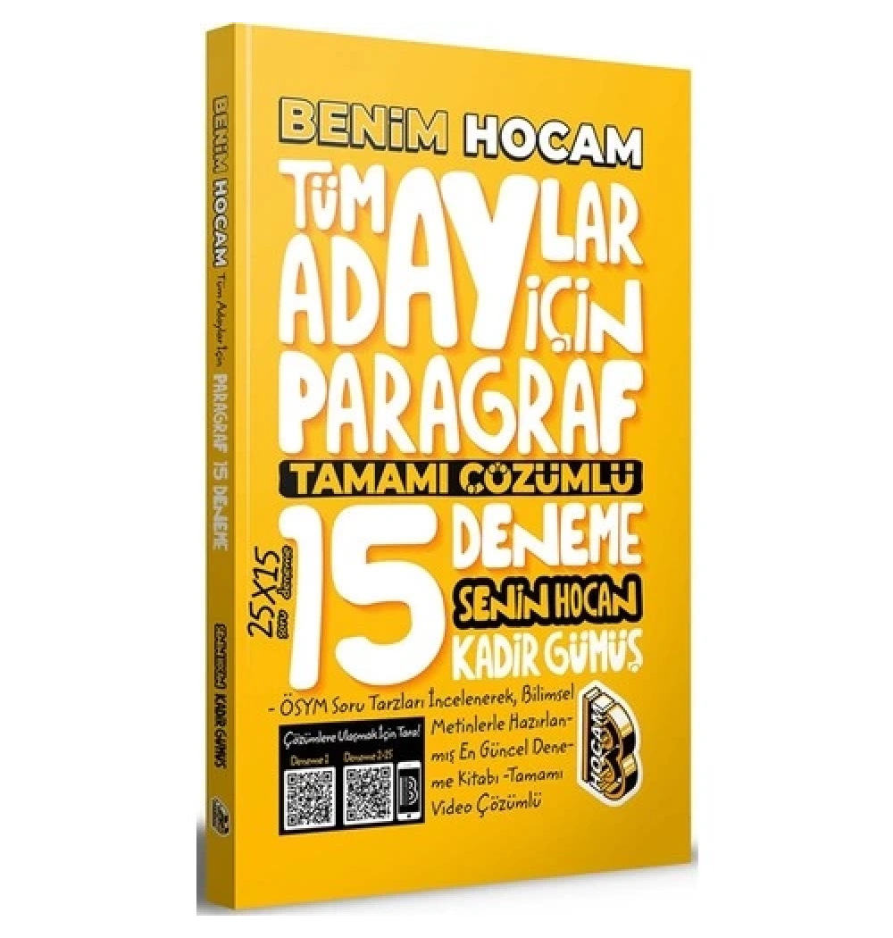 Tüm Adaylar İçin Paragraf 15 Çözümlü Deneme  Benim Hocam