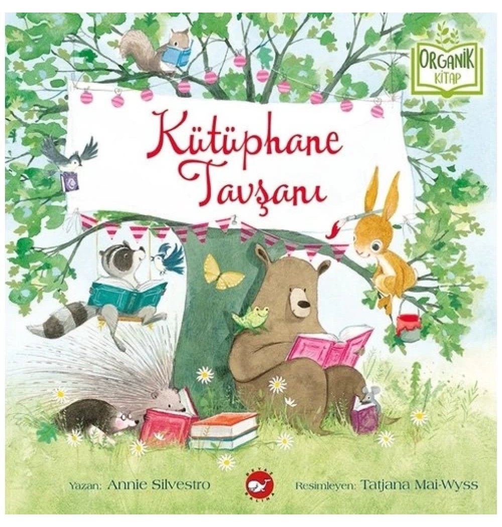 Kütüphane Tavşanı Organik Kitap   Beyaz  Balina