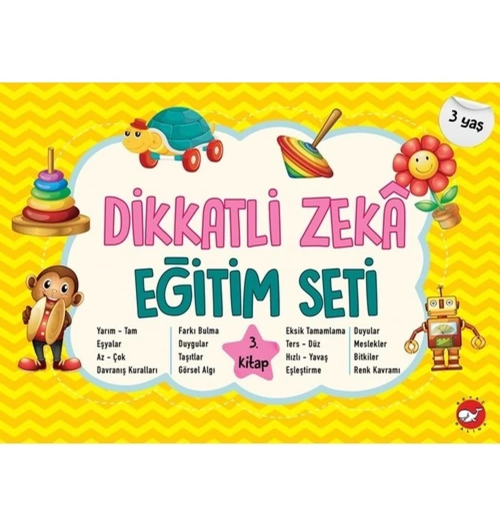Dikkatli Zeka Eğitim Seti 3.Kitap 3 Yaş  Beyaz Balina