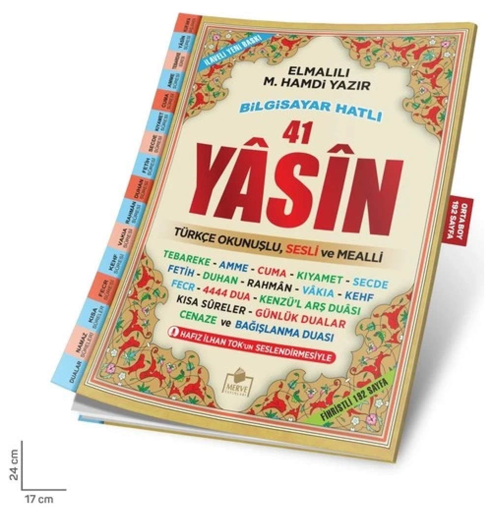 Merve 41 Yasin  034 Türkçe Okunuşlu Sesli Mealli  Orta Boy Fihristli 192 Sayfa