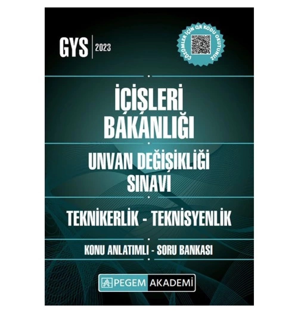 Pegem Gys 2023 İçişleri Bakanlığı Unvan Değişikliği Sınavı Teknikerlik Teknisyenlik