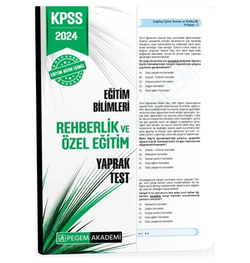 Pegem 2024 Kpss Rehberlik Özel Eğitim Yaprak Test