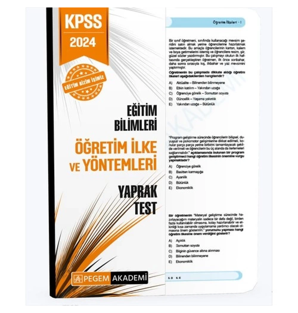 Pegem 2024 Kpss Eğitim Bilimleri Öğretim Ilke Yöntemleri Yaprak Test