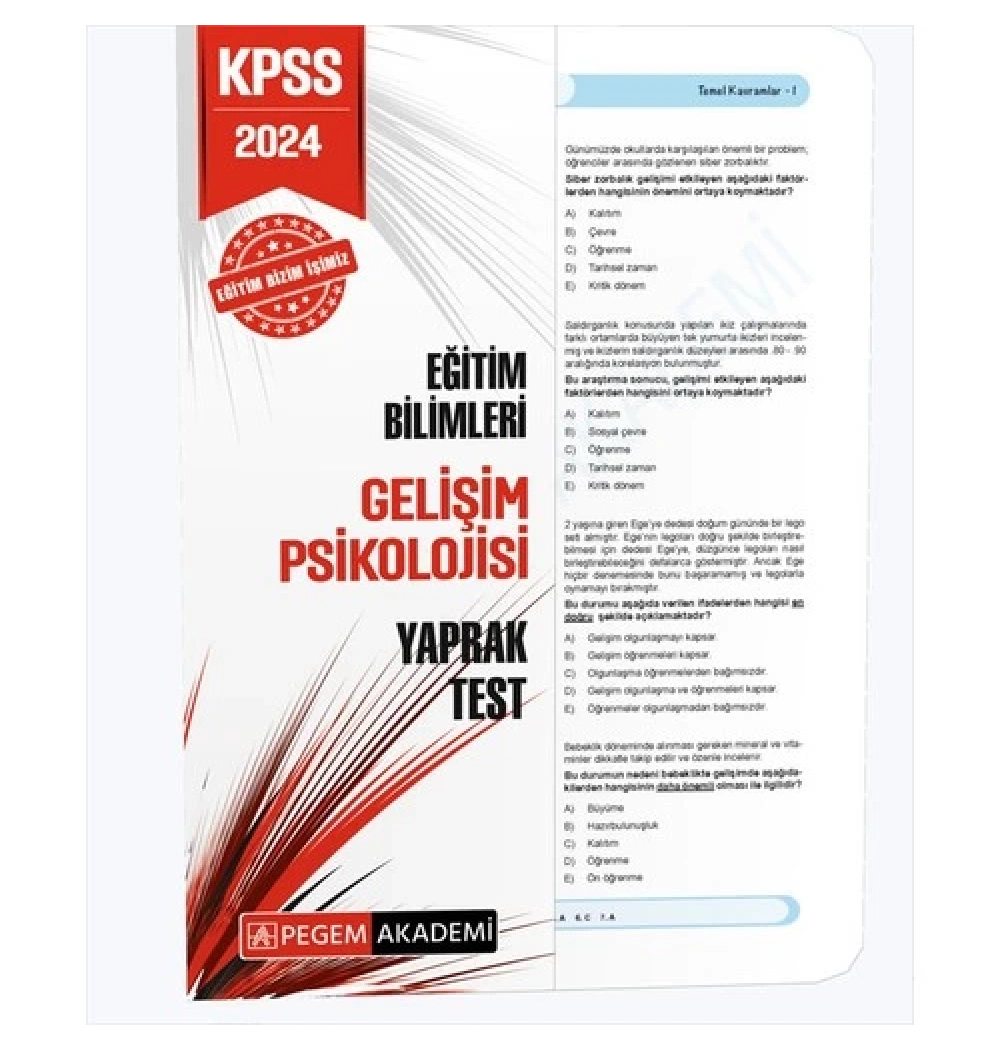 Pegem 2024 Kpss Gelişim Psikolojisi Yaprak Test