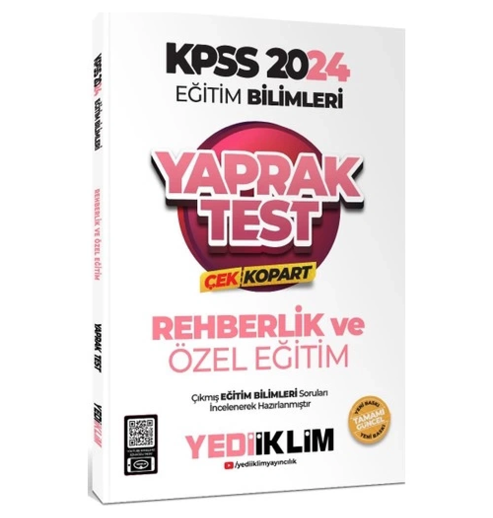 Kpss 2024 Eğitim Bilimleri Rehberlik Özel Eğitim Yaprak Test  Yediiklim
