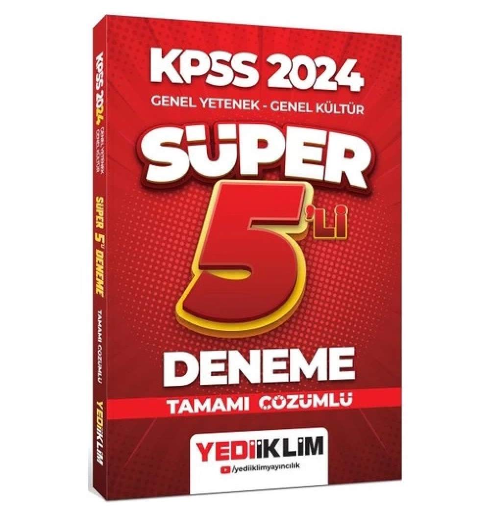 Kpss 2024 Gy Gk Süper 5 Çözümlü Deneme  Yediiklim