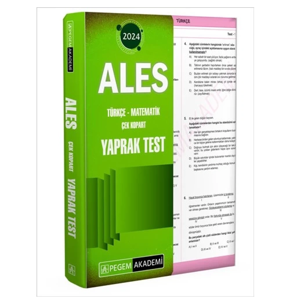 Pegem 2024 Ales Türkçe Matematik Yaprak Test