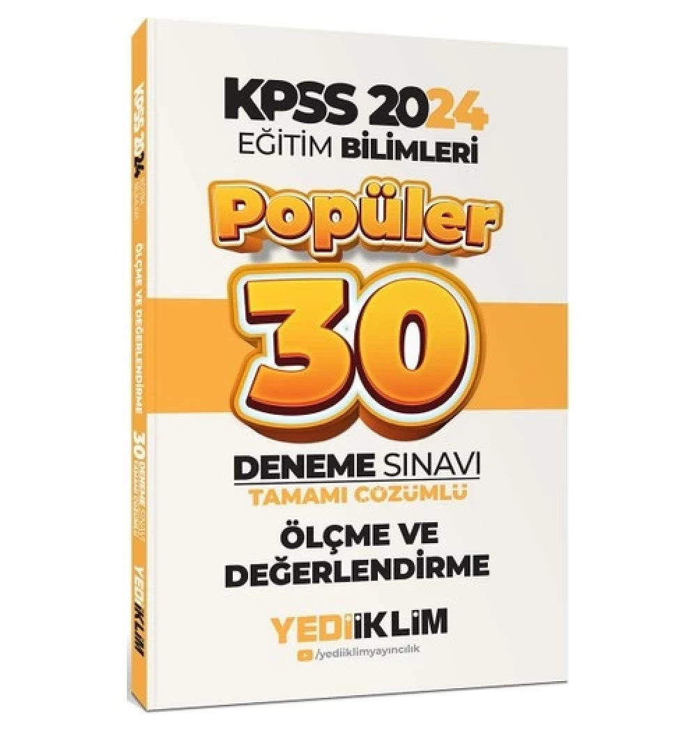 Kpss 2024 Eğitim Bilimleri Ölçme Değerlendirme 30 Deneme  Yediiklim