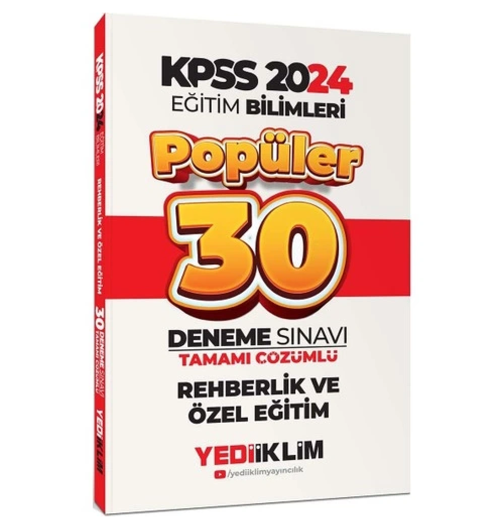 Kpss 2024 Eğitim Bilimleri Rehberlik Özel Eğitim 30 Deneme  Yediiklim