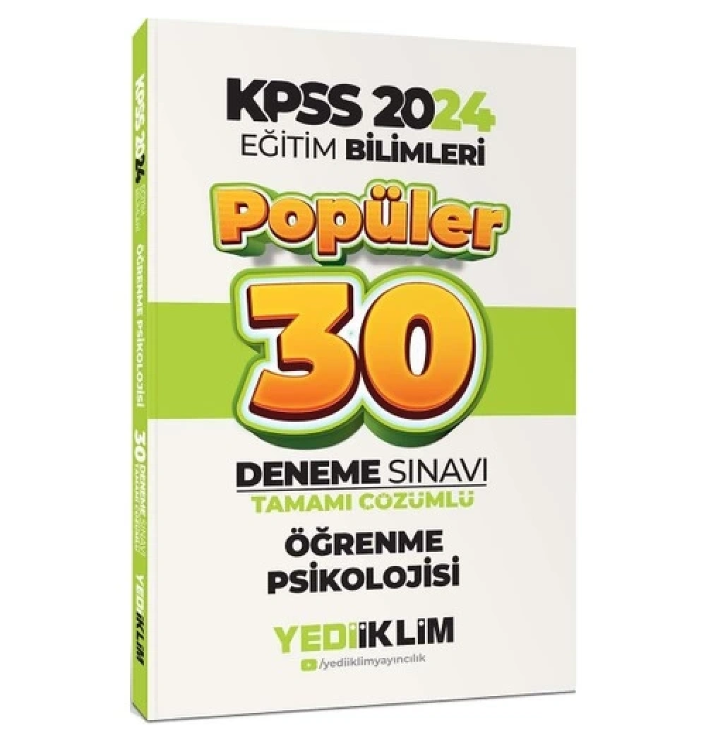 Kpss 2024 Eğitim Bilimleri Öğrenme Psikolojisi 30 Deneme  Yediiklim