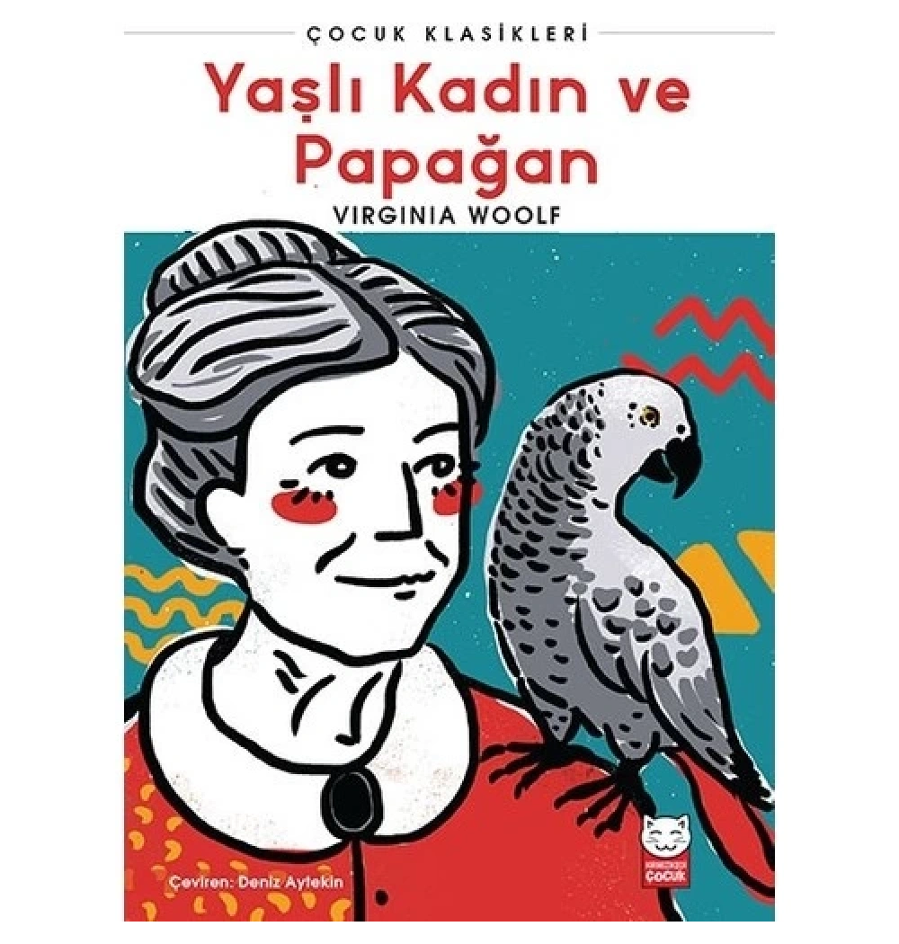Yaşlı Kadın Ve Papağan  Kırmızı Kedi