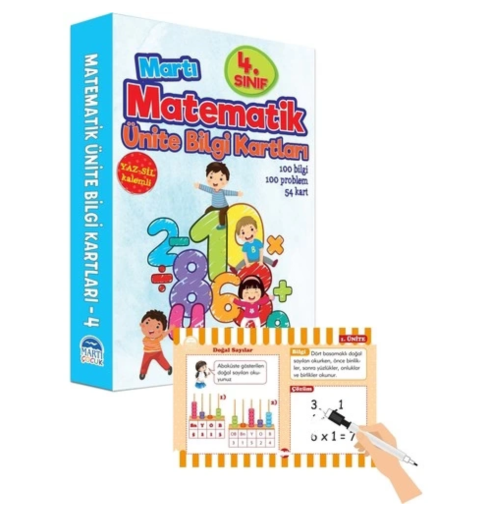 Martı 4.Sınıf  Matematik Ünite Kartları Yaz Sil Kalemli