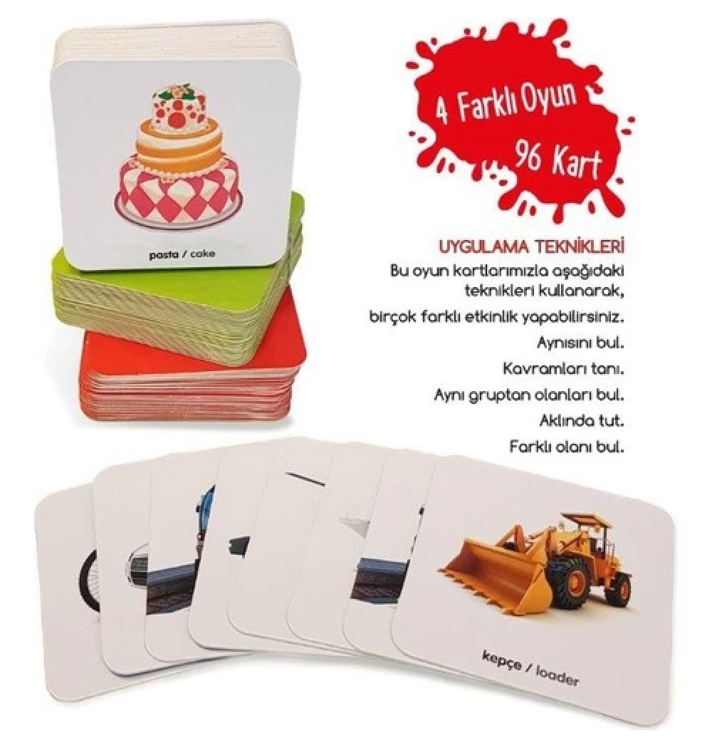 İngilizce Destekli Oyun Kartları Eşleştirme  Ev       Sincap Kitap