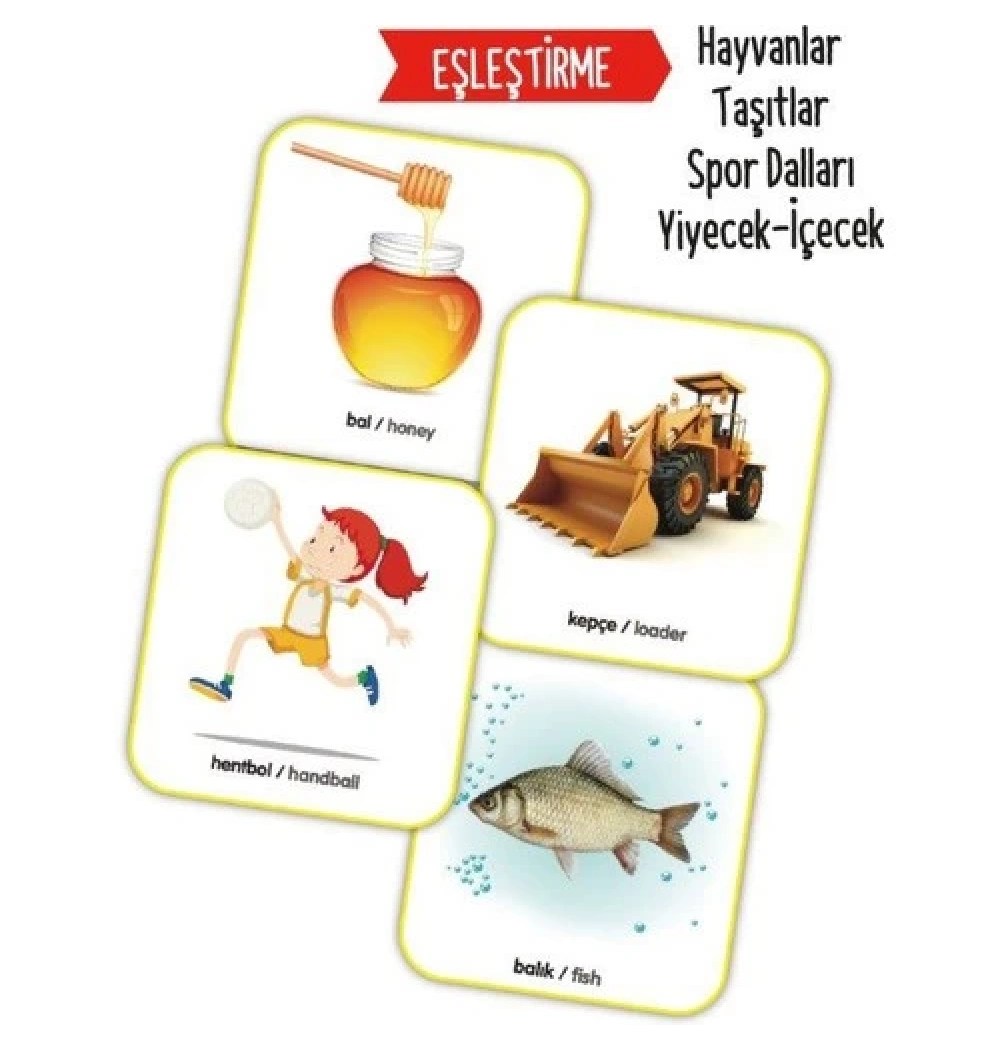 İngilizce Destekli Oyun Kartları Eşleştirme  Ev       Sincap Kitap