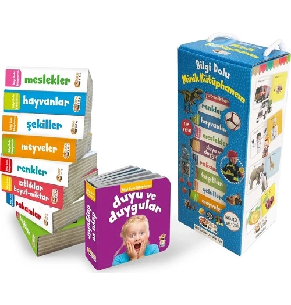 İngilizce Destekli Bilgi Dolu Minik Kütüphanem Mavi Kutu  Sincap Kitap