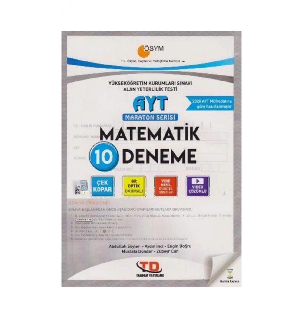 Tandem Ayt Matematik 10 Deneme Maraton Serisi