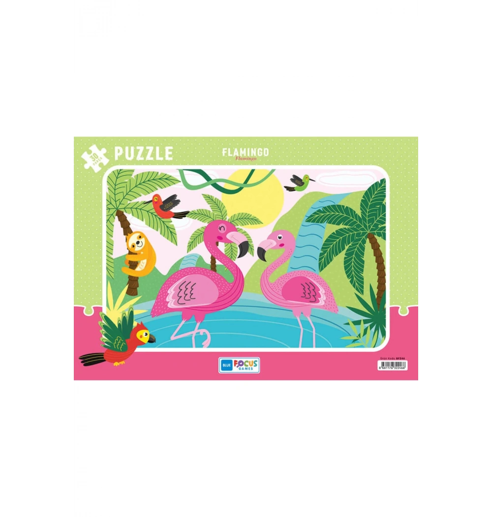 Blue Focus 30  Parça Puzzle Flamingo Mavi Lale