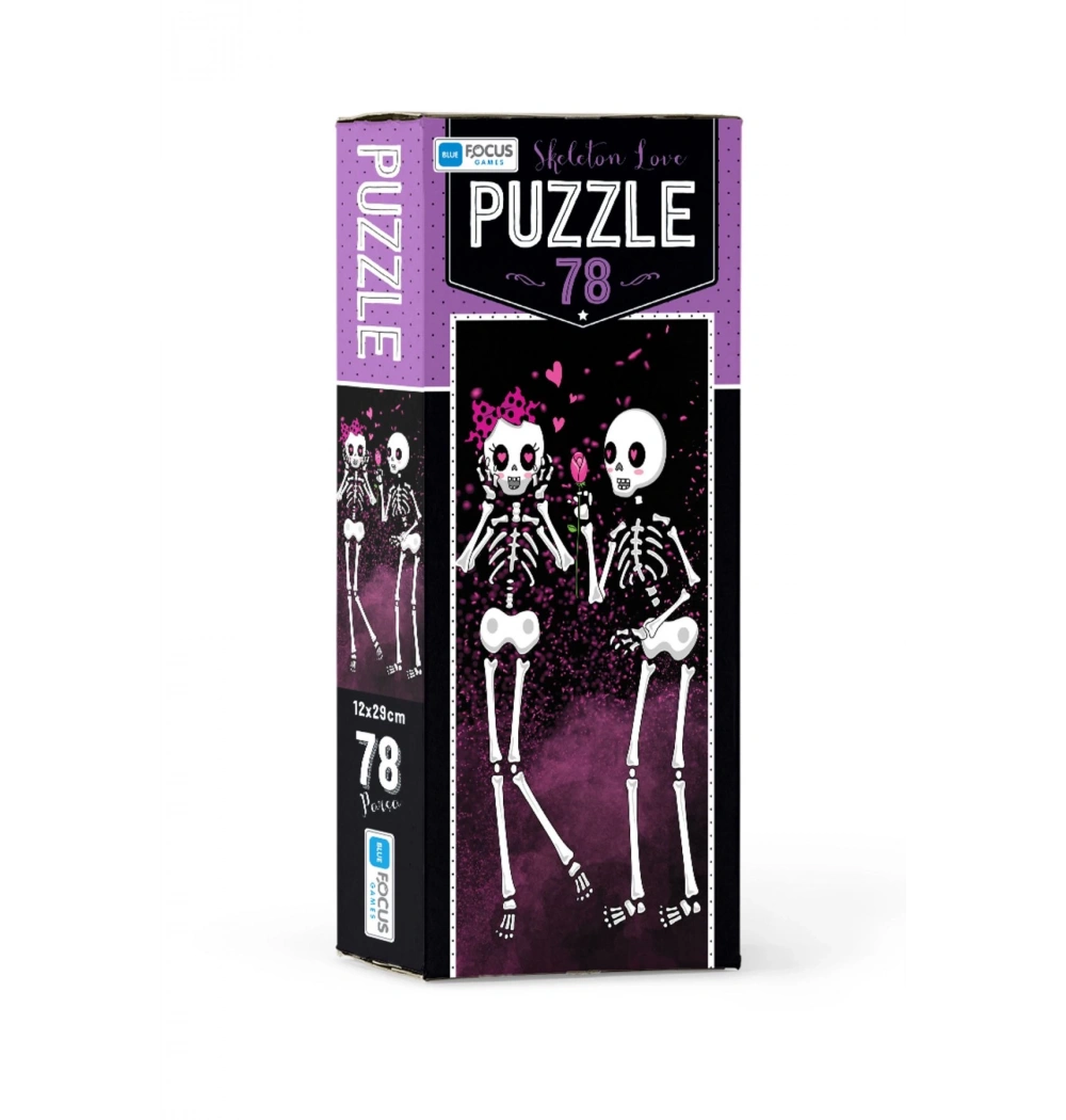 Blue Focus Kutulu 78 Parça Puzzle Skeleton  Love Mavi Lale