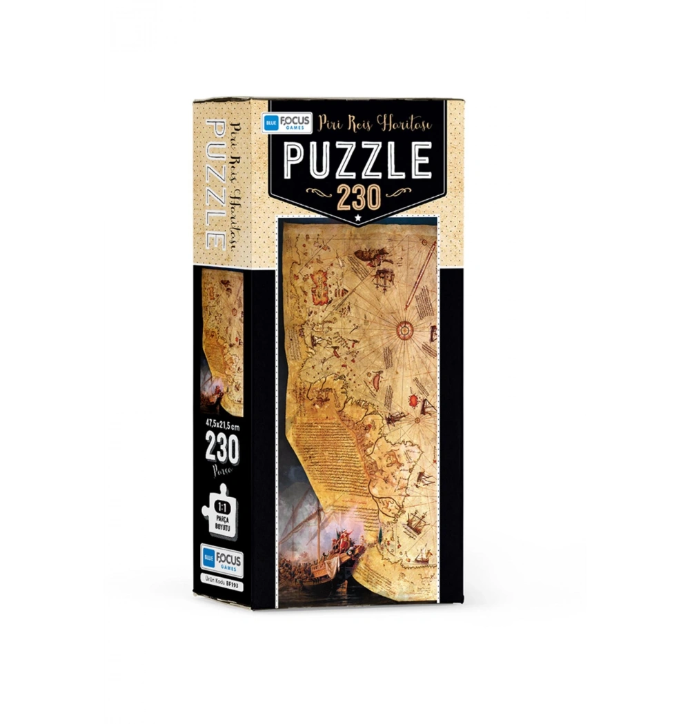 Blue Focus Kutulu 230 Parça Puzzle Piri Reis Haritası Mavi Lale