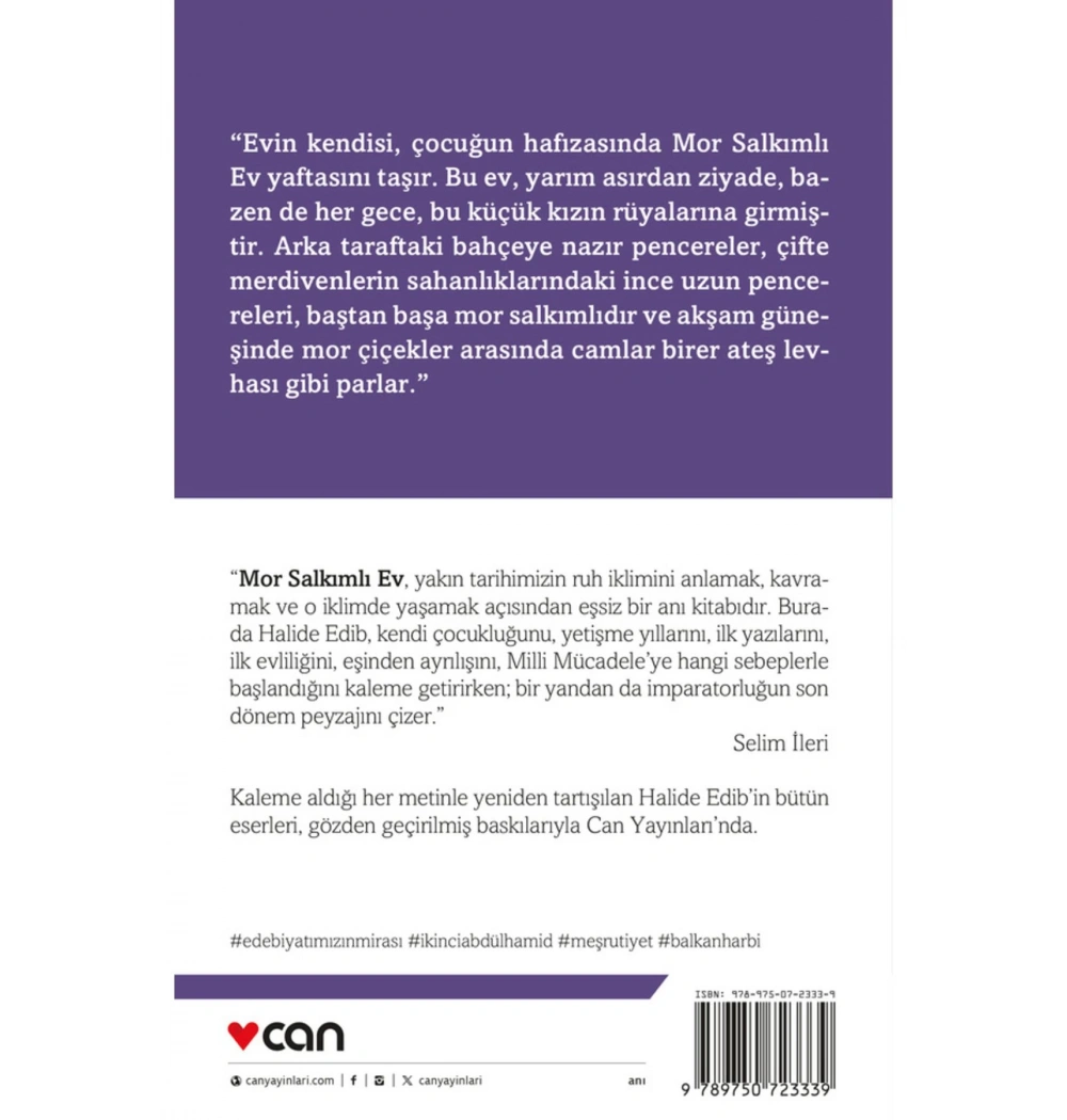 Mor Salkımlı Ev Halide Edip Adıvar Can Yayınları