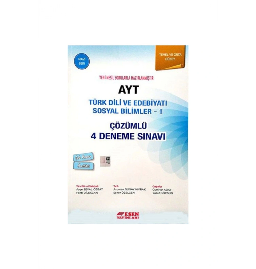 Ayt Türk Dili Edebiyatı-1 Çözümlü 4 Deneme Temel Orta Düzey   Esen