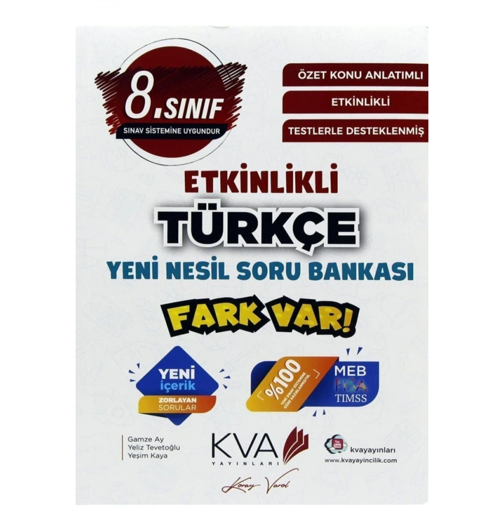 8.Sınıf Etkinlikli  Türkçe Yeni Nesil Soru Bankası    Koray Varol Akademi