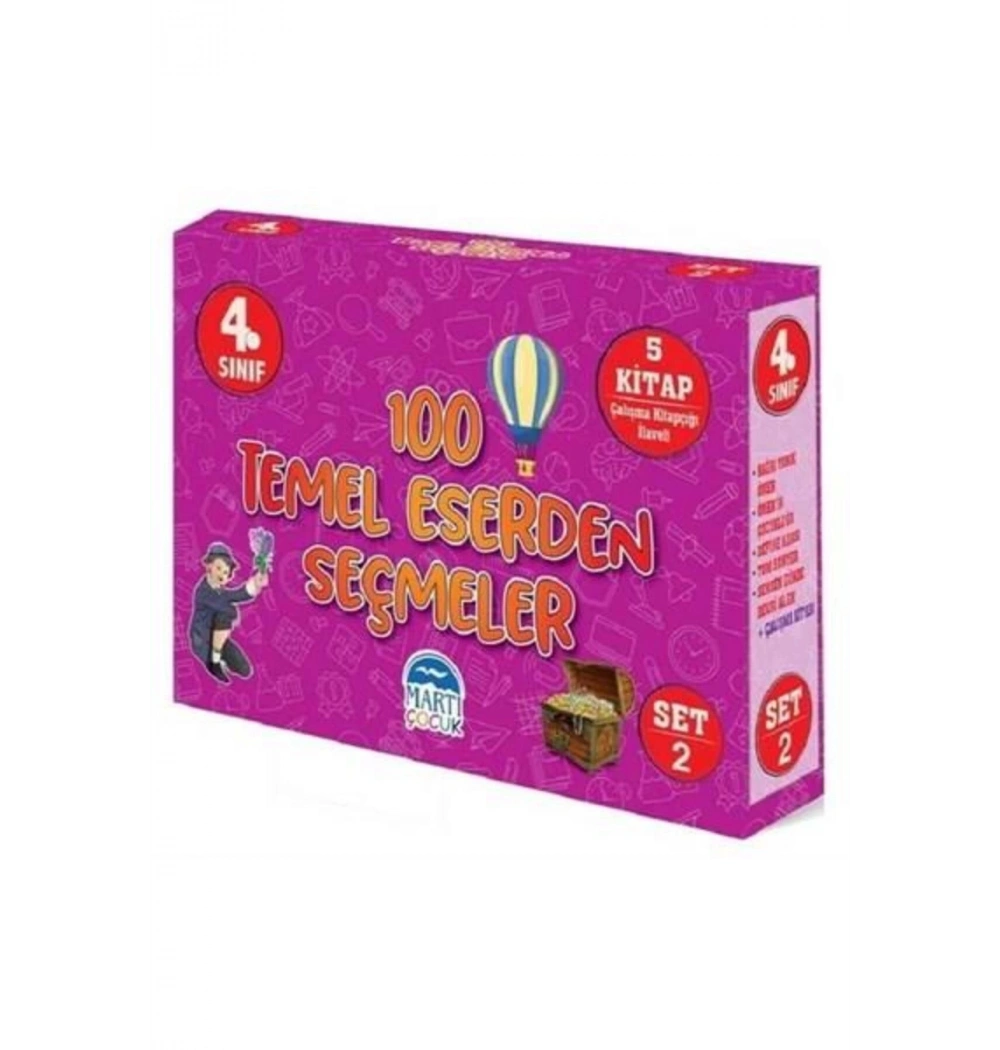 Martı 4.Sınıf 100 Temel Eserden Seçmeler 2 Mor Set 5 Kitap