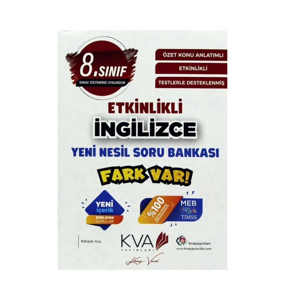 Kva 8.Sınıf Etkinlikli İngilizce Yeni Nesil Soru Bankası    Koray Varol Akademi