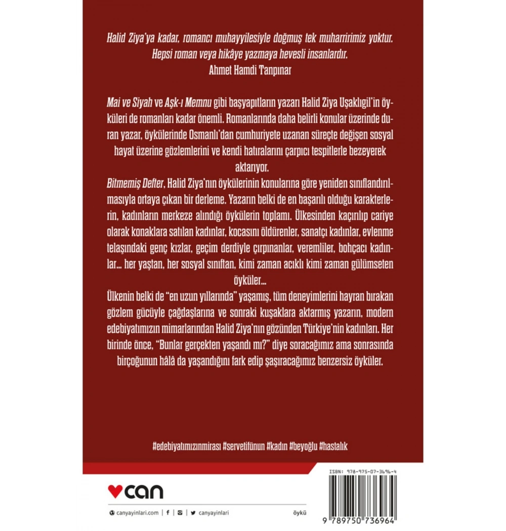Bitmemiş Defter  H.Ziya Uşaklıgil   Can
