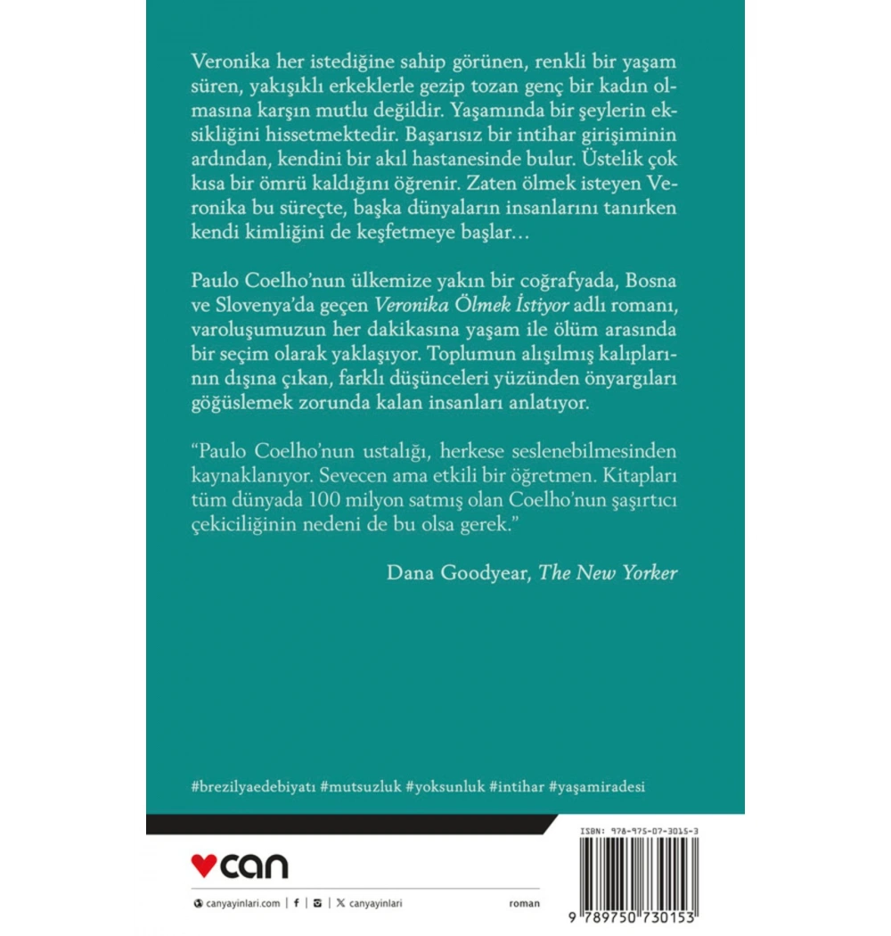 Veronika Ölmek İstiyor  Paulo Coelho  Can Yayınları