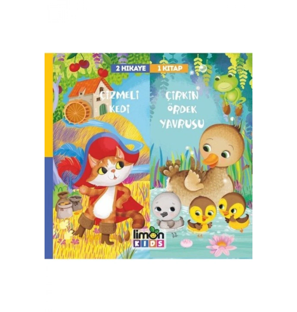 2 Hikaye 1 Kitap Çizmeli Kedi-Çirkin Ördek Yavrusu Limon Kids
