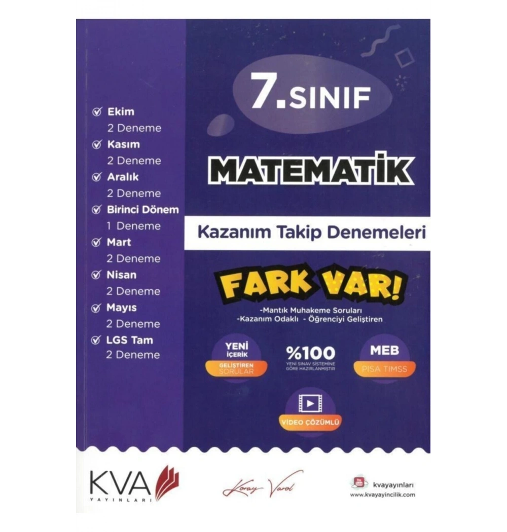 Kva 7.Sınıf Matematik Kazanım Takip Denemeleri  Koray Varol Akademi