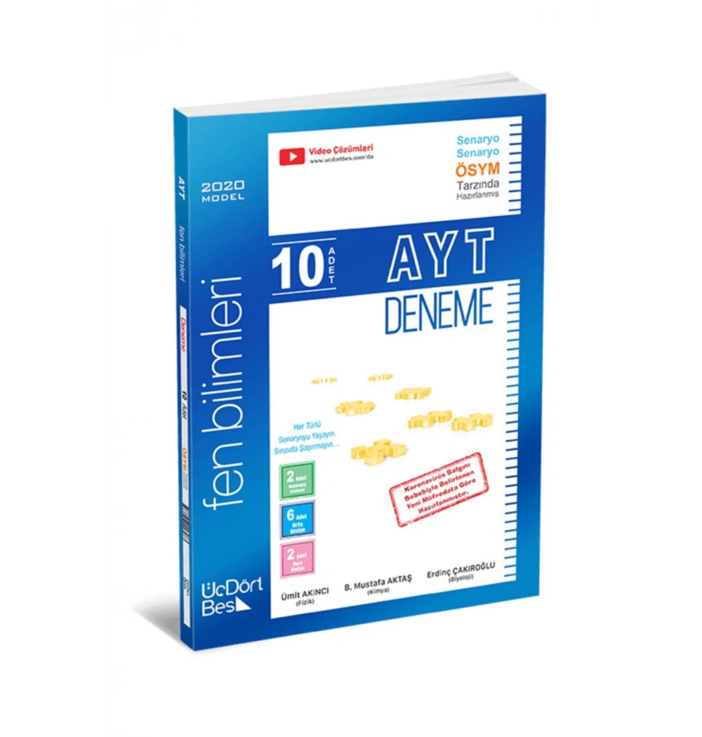 Ayt Fen Bilimleri Ösym Tarzında 10 Deneme Üçdörtbeş