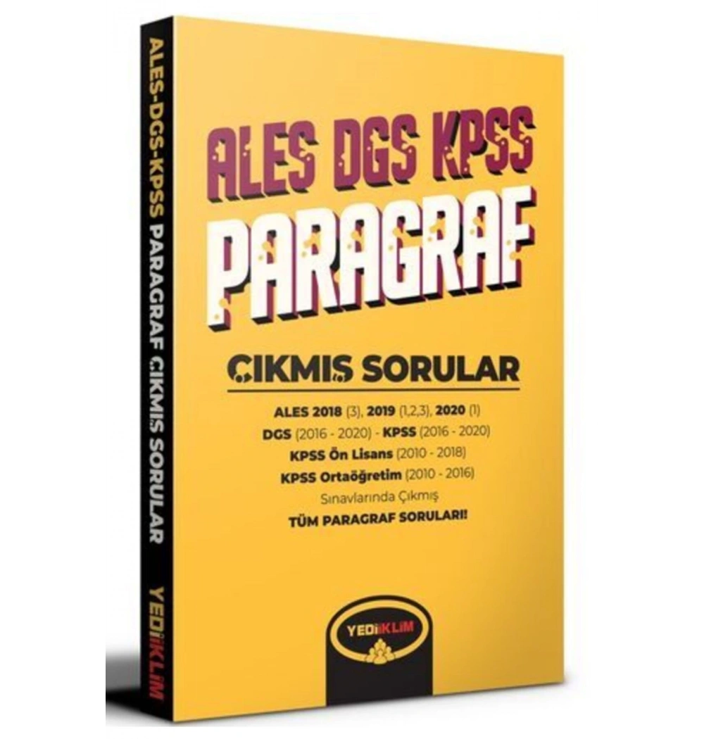 Ales Dgs Kpss Paragraf Çıkmış Sorular Yediiklim
