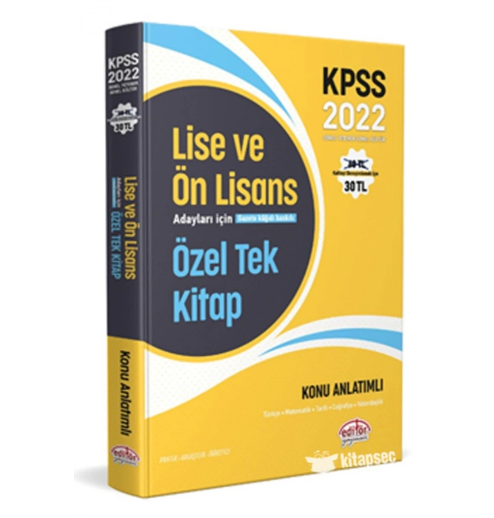 Editör 2022 Kpss Lise Önlisans Özel Tek Kitap
