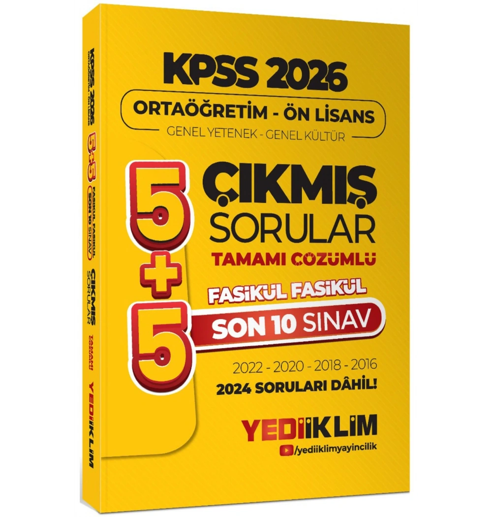 Kpss 2024 Ortaöğretim Önlisans Son 10 Yıl Çıkmış Sorular Çözümlü  Yediiklim