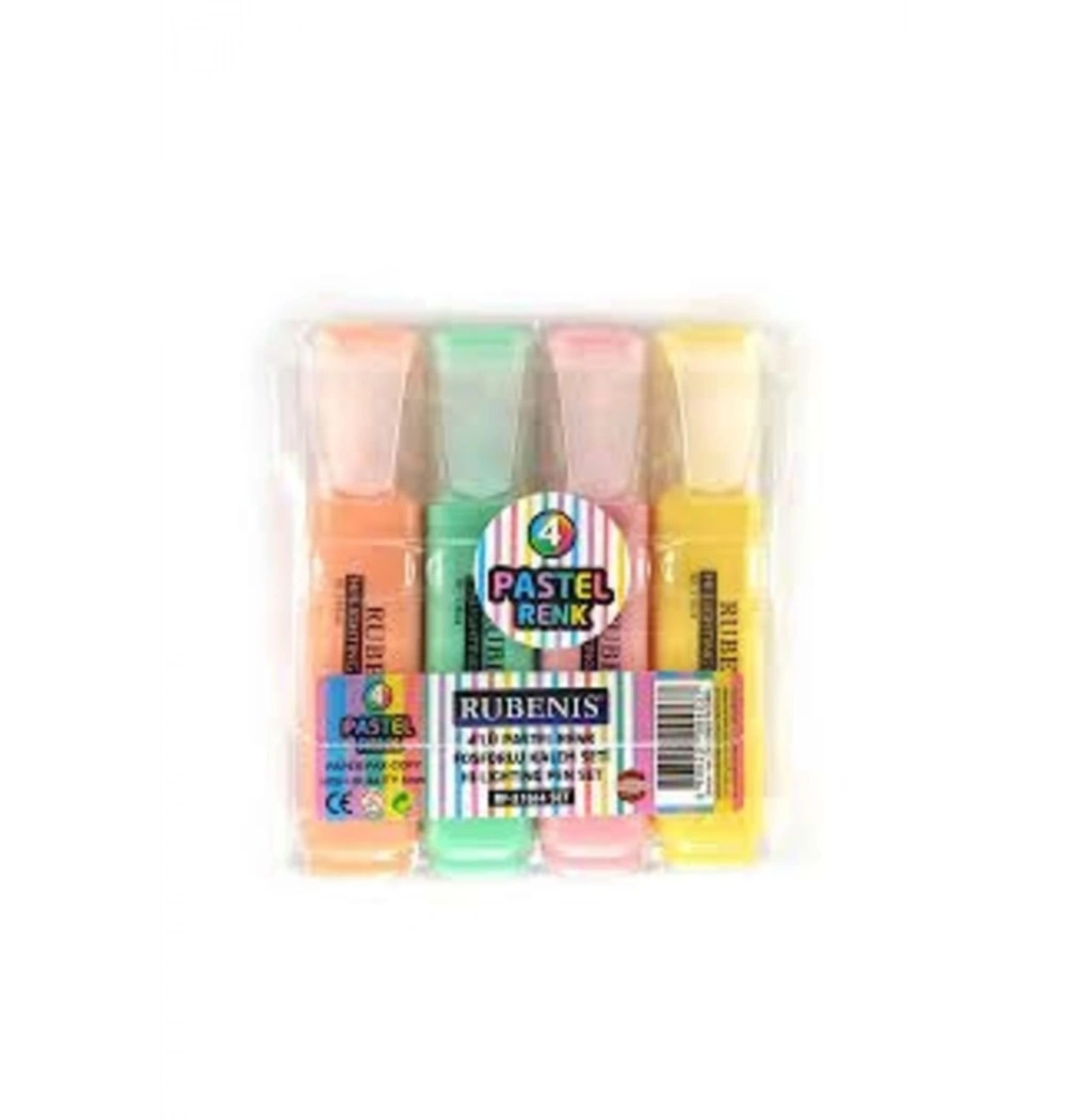 Rubenis Pastel Renk  Fosforlu Kalem 4 Lü Rf-316-4