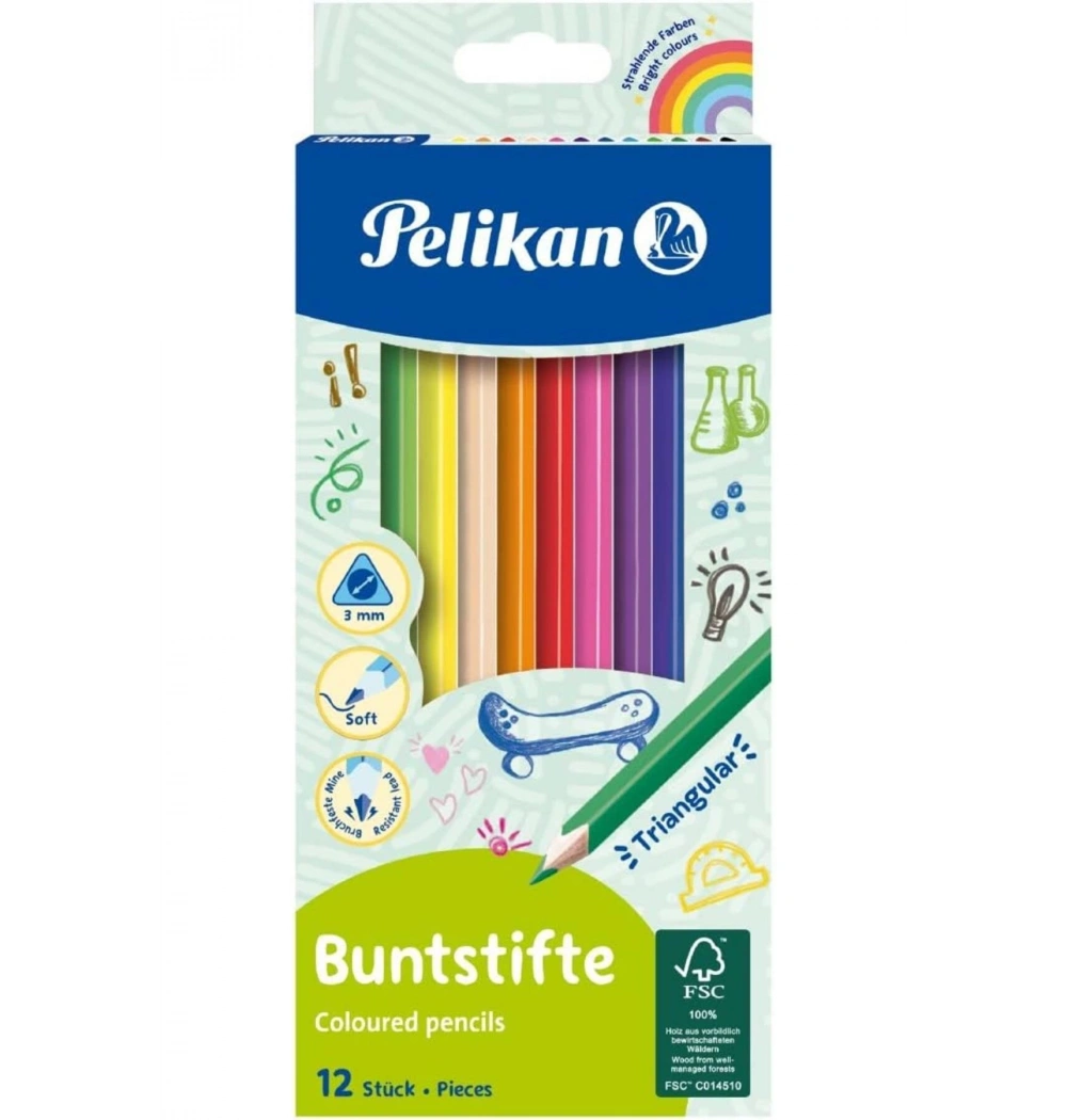 Pelikan 12li Üçgen Kuru Boya 4012700700117