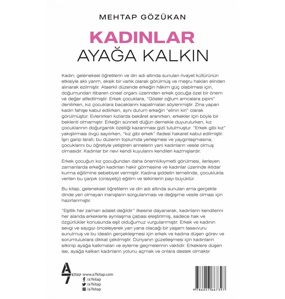 Kadinlar Ayağa Kalkin Mehtap Gözükan A7 Kitap