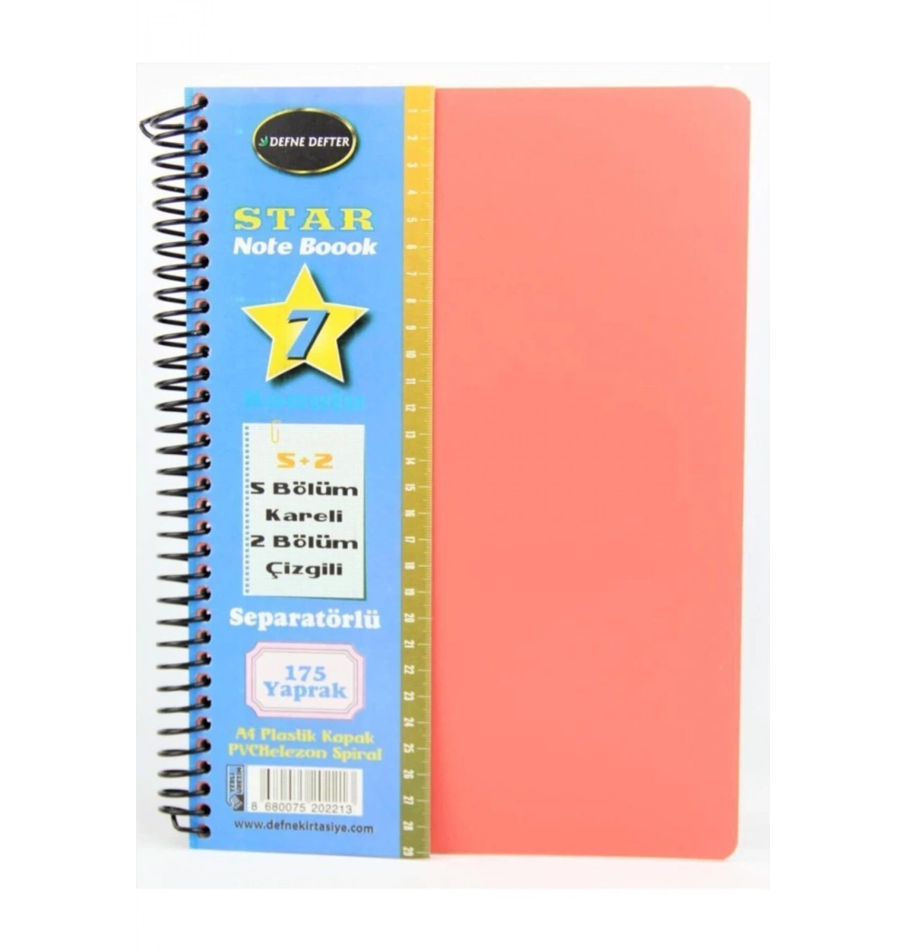Defne Star 5+2 Ayraçlı 7 Konulu 175 Yaprak Defter Dfn-2213