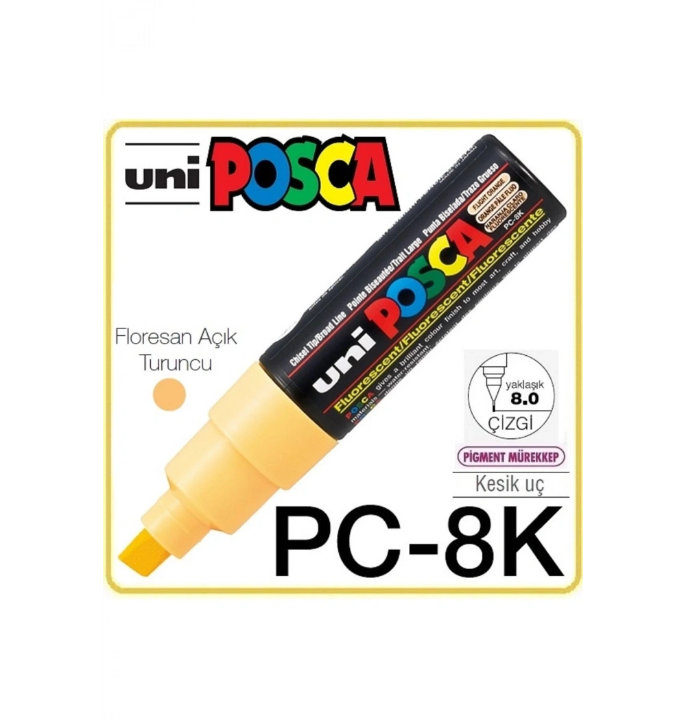 Uni Posca 8.0 Su Bazlı Poster Markörü F.A.Turuncu