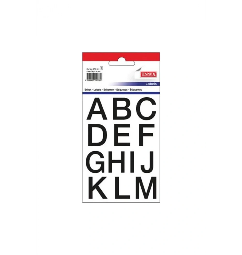 Tanex Stc-411 Şeffaf Harf Etiketi 2Li