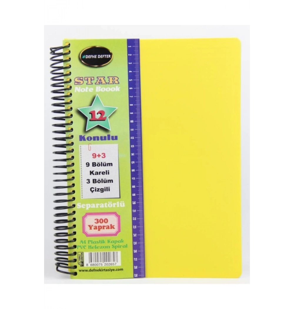 Defne Star 9+3 Ayraçlı 12 Konulu 300 Yaprak Defter Dfn-2657